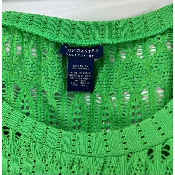 Doncaster Collection Womens Sz S Green Pointelle Top Stretch - Picture 5 of 6